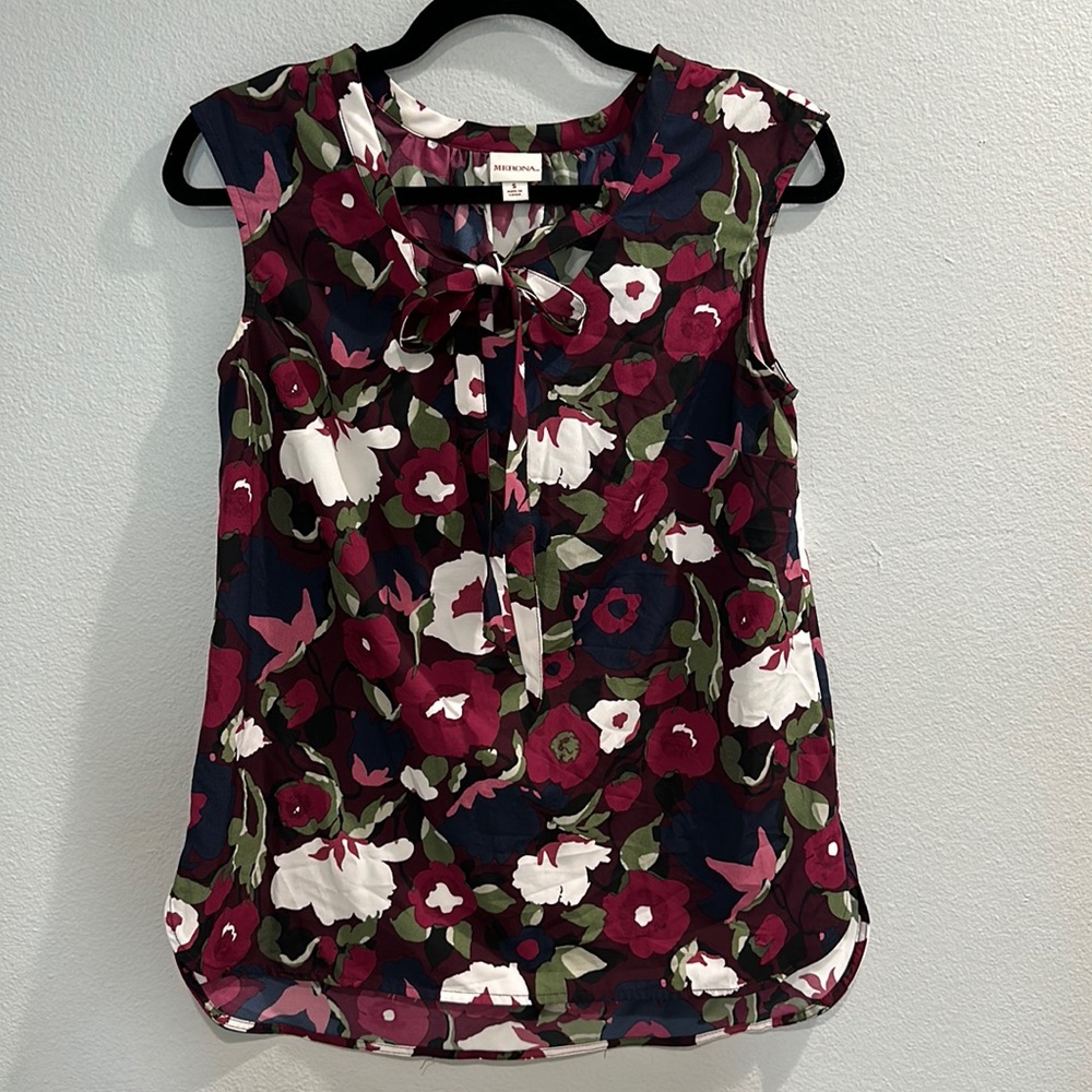 Merona Black Floral Top - Picture 1 of 5